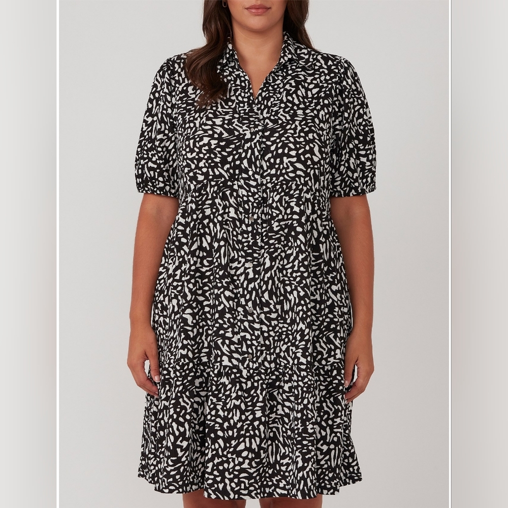 Estelle Abstract Spot Mini Shirt Dress NWT